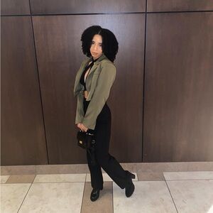 Olive Green Cropped Blazer